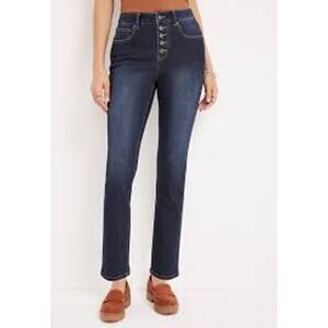 Maurices Everflex High Rise Straight Leg Ankle Jeans Dark Wash Size 8
